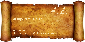Auspitz Lili névjegykártya